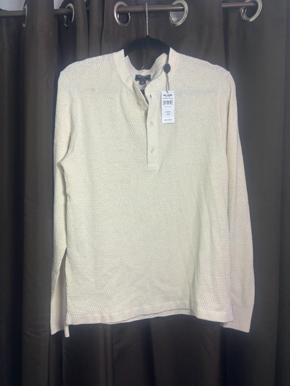 Todd Snyder Mulberry Silk Open Knit Henley Bisque Beige Men's Small NWT $328